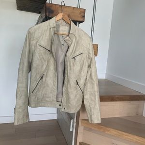Max Jeans Tan Faux Leather Jacket size medium